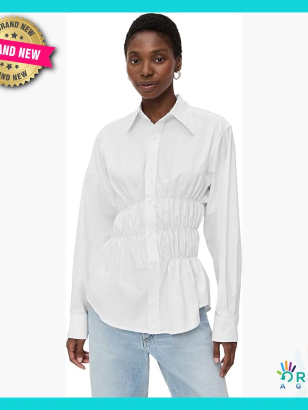 Lightweight Cotton Peasant Top Long Sleeve Button Down Shirt Elegant Formal